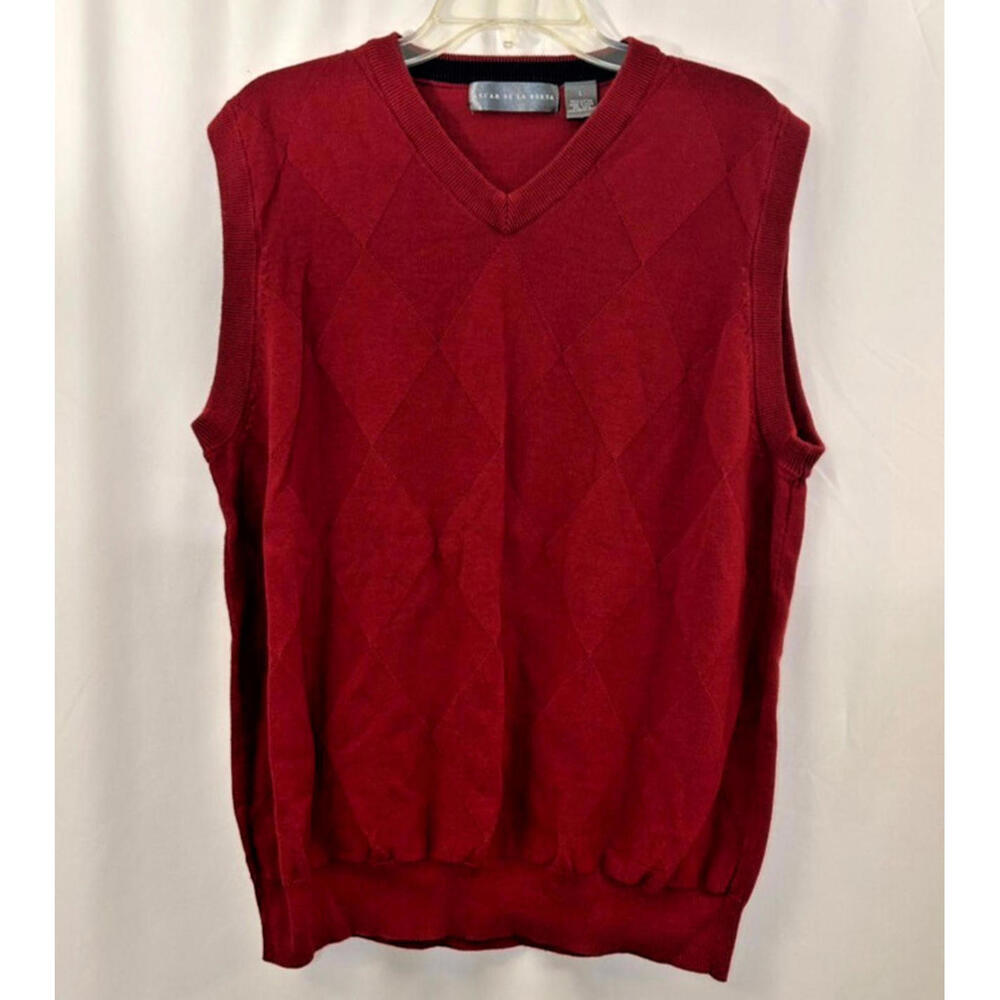 Oscar de la Renta Men's Red Sweater Vest Size Large